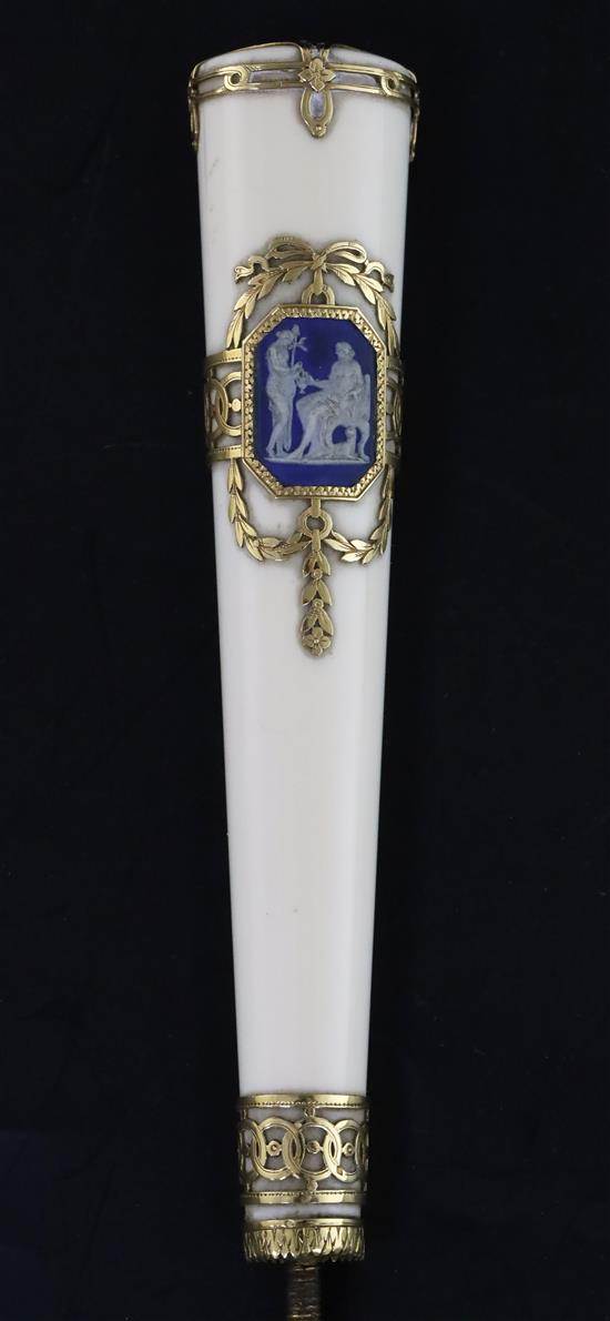 A Swiss gold-mounted ivory parasol handle, H.6in.